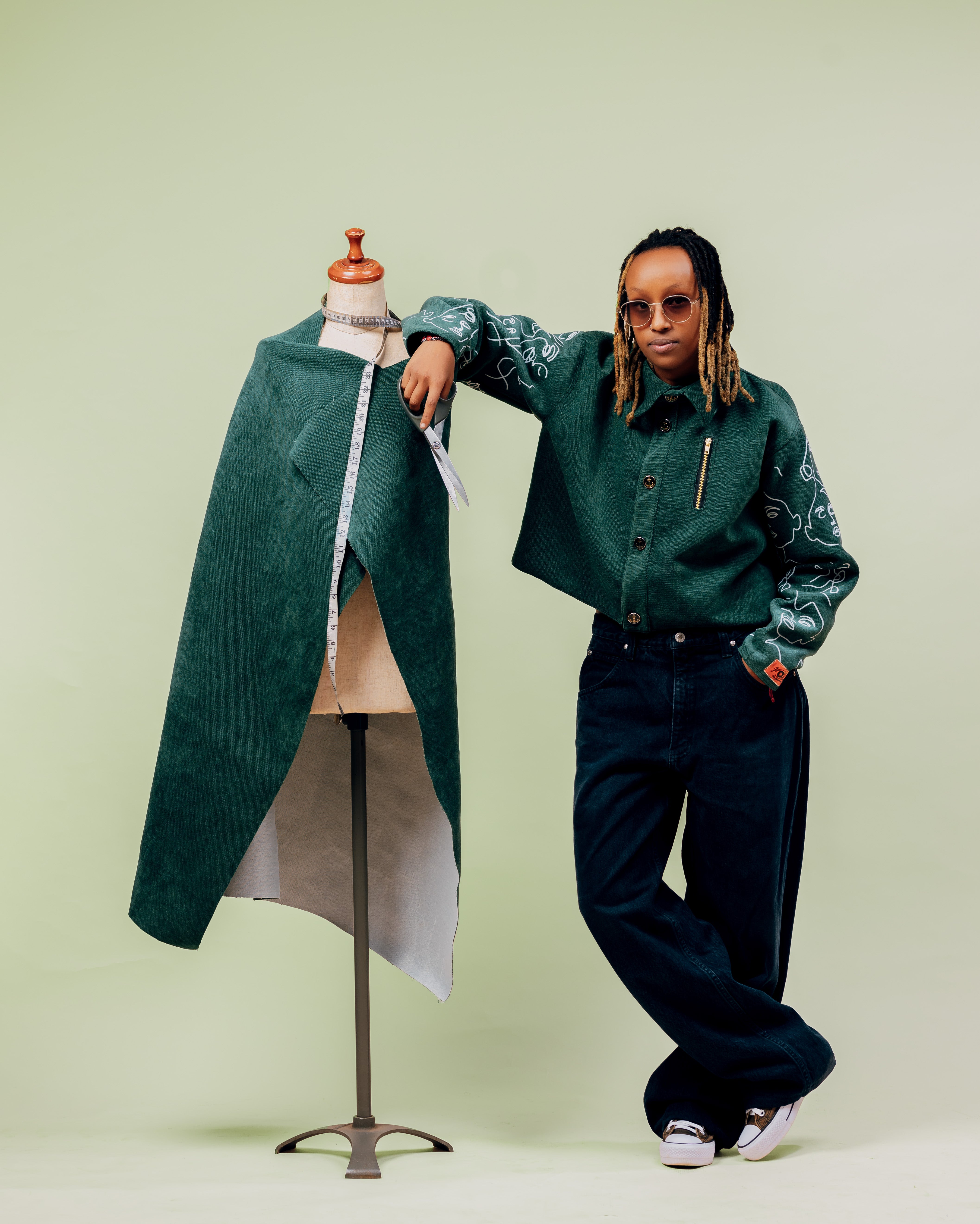 BENSHI GREEN CROPPED Jacket