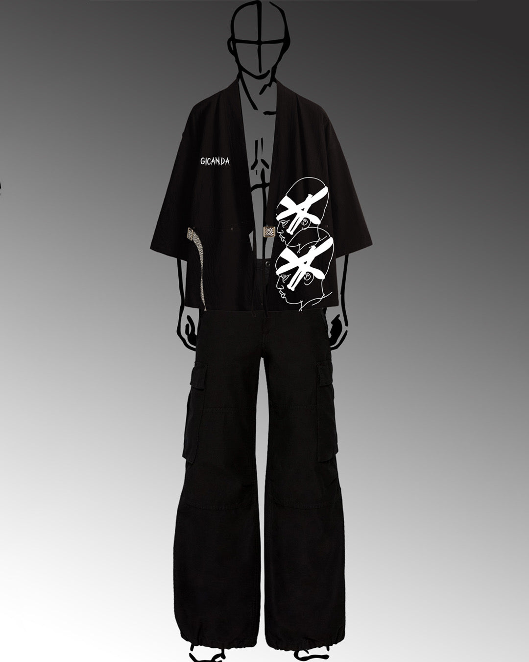 GICANDA black kimono shirt