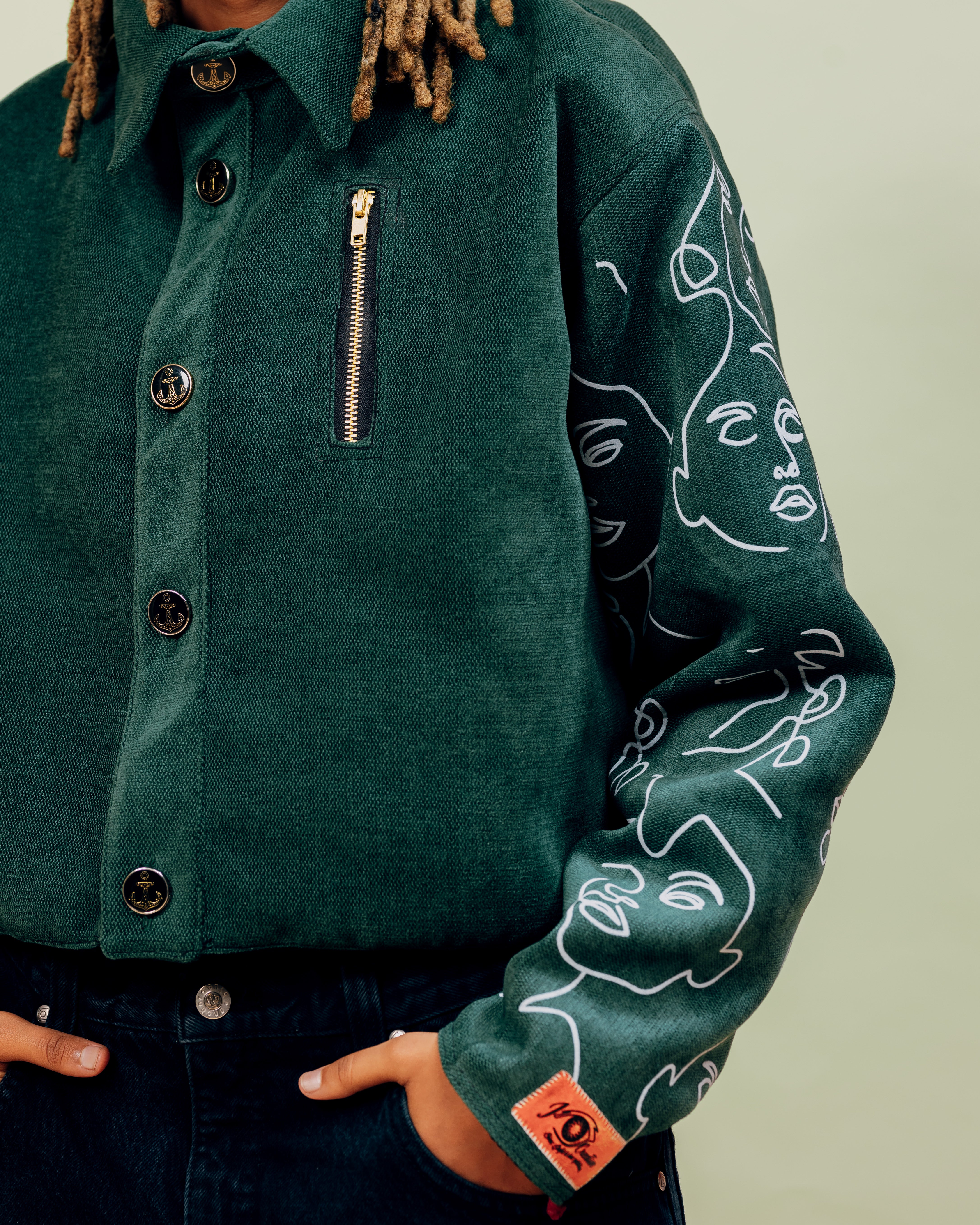 BENSHI GREEN CROPPED Jacket